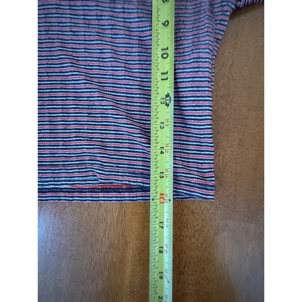 Cotton On Women's Striped Ribbed V-Neck Long Sleeve Crop Top Red Blue White Sz L - Picture 8 of 8